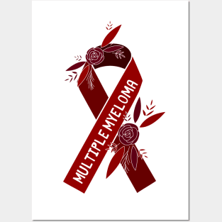 Multiple Myeloma Awareness Burgundy Ribbon Posters and Art